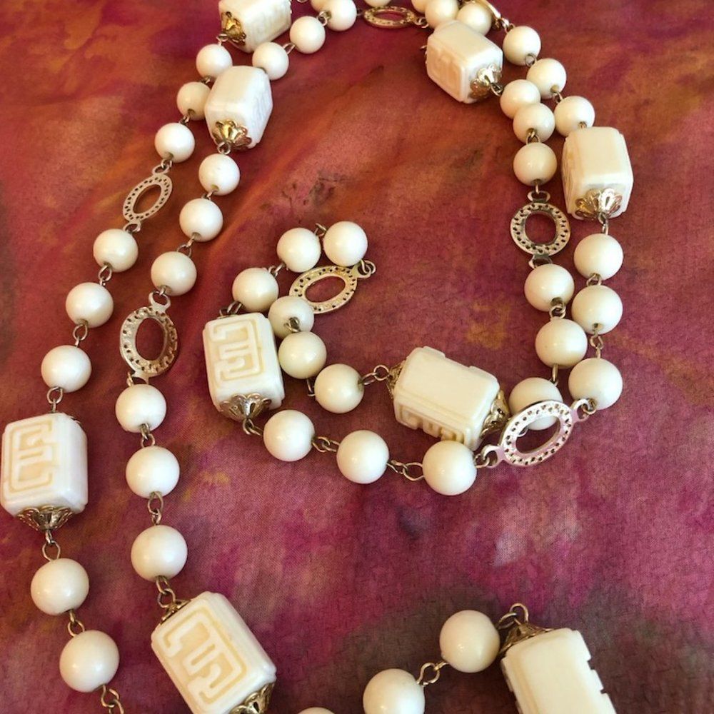 Vintage Goldtone and Resin Long Necklace